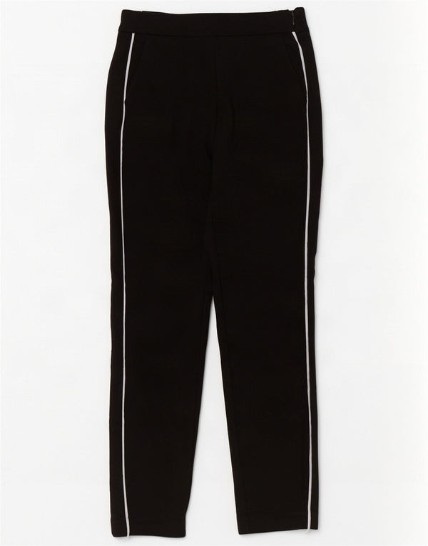 Zara Womens Slim Casual Trousers XS W24 L25 Black Cotton