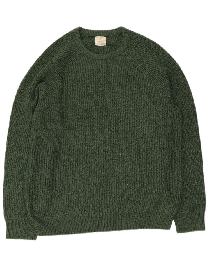 Marks & Spencer Herre sweater med rund hals, stor grøn polyamid