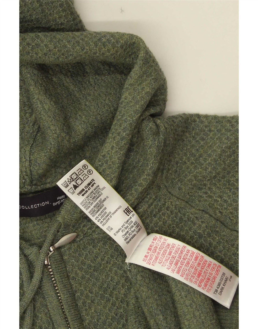 Marks & Spencer Dame-hættecardigantrøje UK 14 Medium Green Polyester