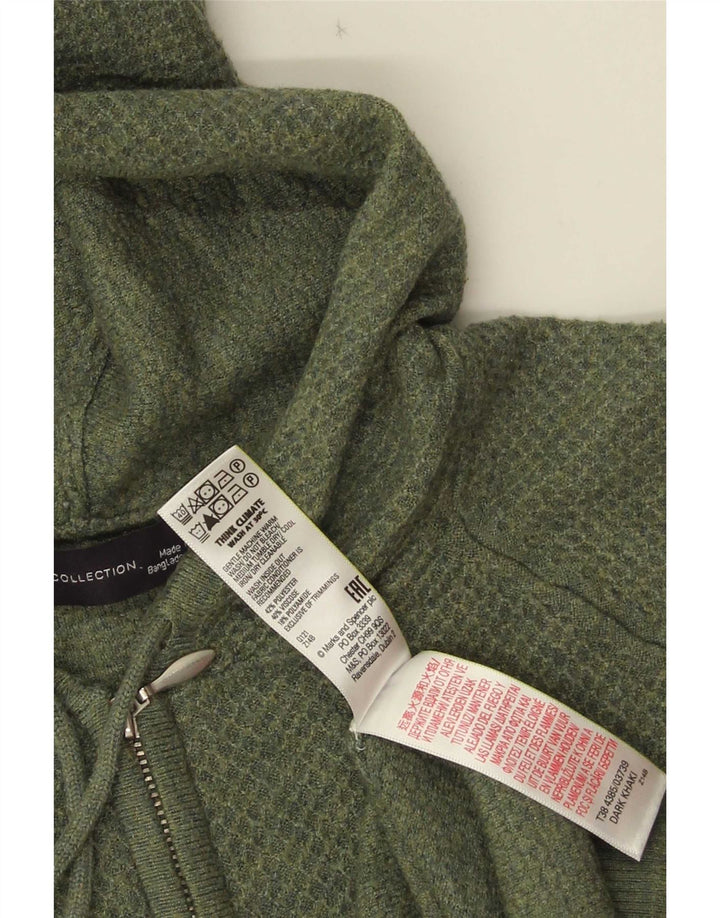 Marks & Spencer Dame-hættecardigantrøje UK 14 Medium Green Polyester