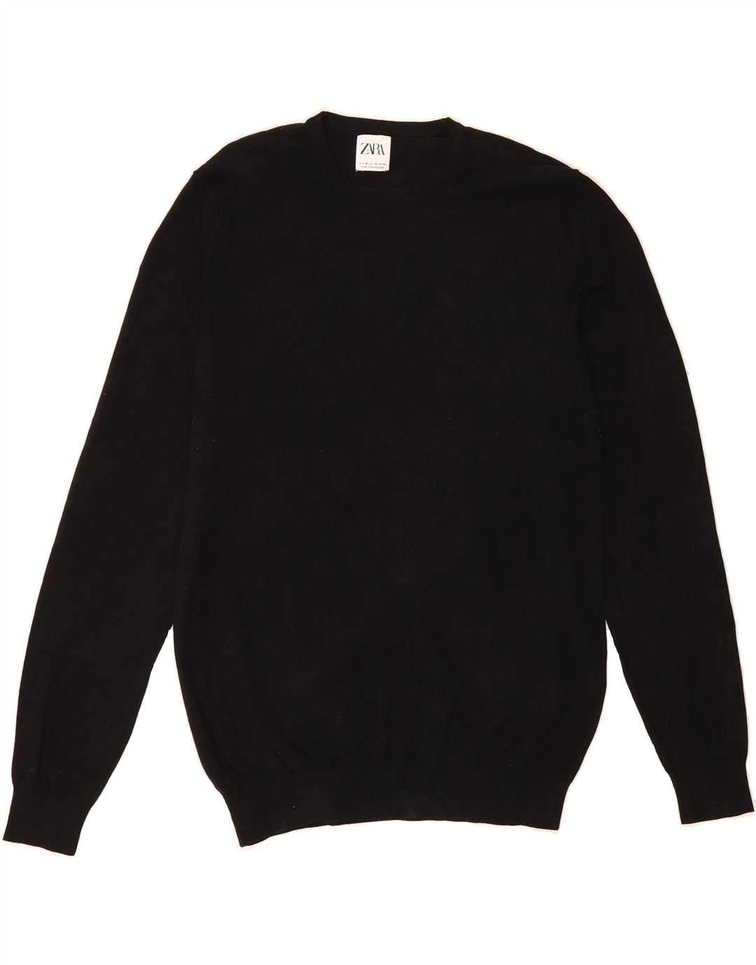 ZARA Womens Crew Neck Jumper Sweater UK 14 Medium Black Viscose Vintage Zara and Second-Hand Zara from Messina Hembry 
