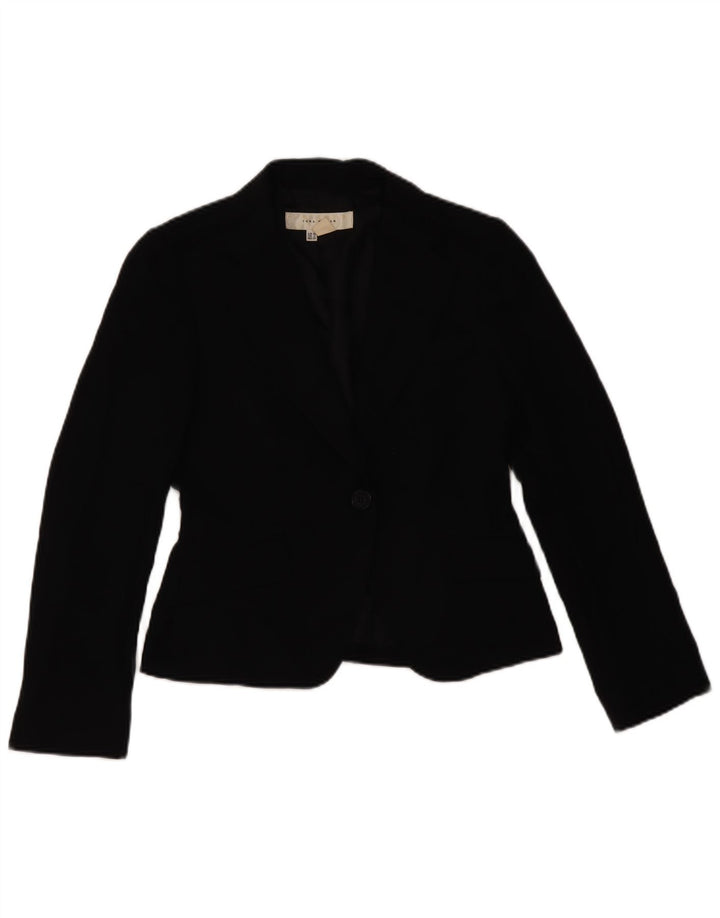 Zara Dame 1-knaps blazerjakke EU 38 Medium Sort Polyester