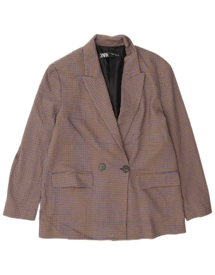 Zara Dame Oversized Blazer Jacket UK 10 Small Multicolor Houndstooth