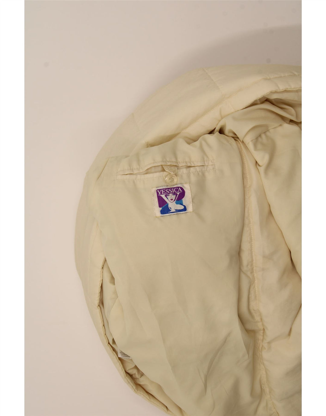 YESSICA Womens Padded Coat UK 18 XL Off White Nylon Vintage Yessica and Second-Hand Yessica from Messina Hembry 