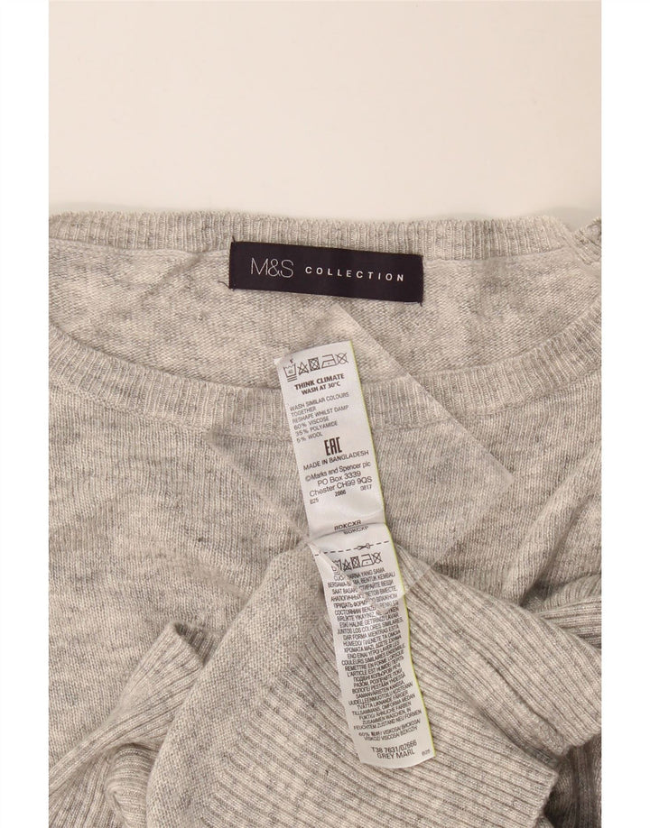Marks & Spencer Dame Boat Neck Jumper Sweater UK 14 Medium Grey Flecked