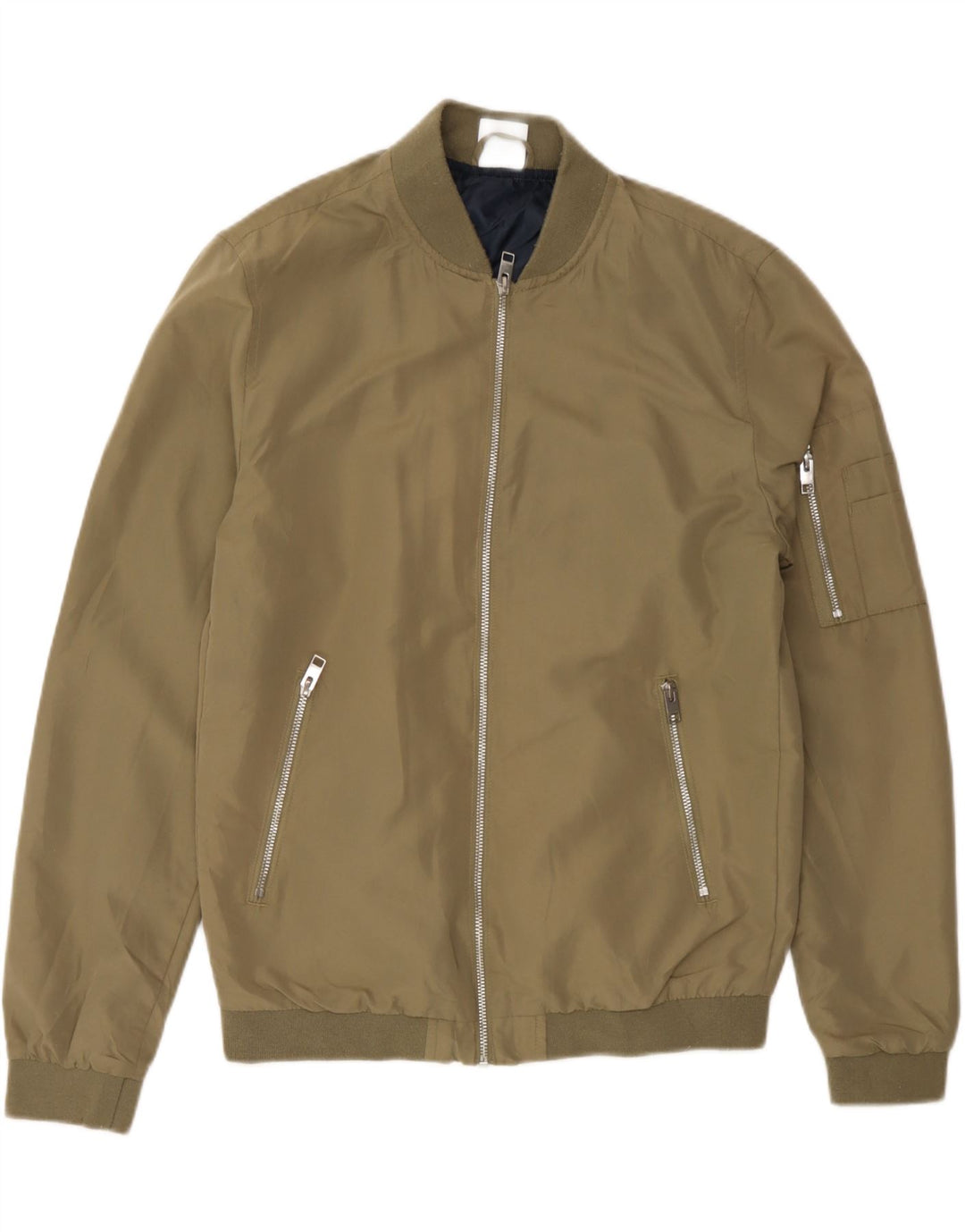 JACK & JONES Mens Bomber Jacket UK 36 Small Khaki Polyester