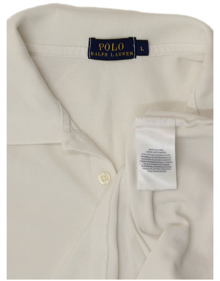 Polo Ralph Lauren Dame Polo Shirt Large Off White Bomuld