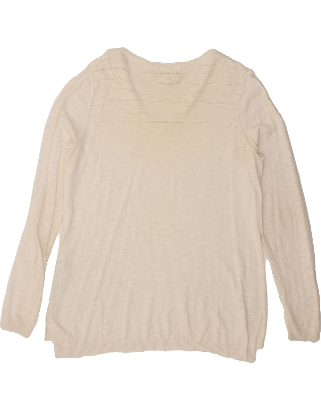 FAT FACE Womens V-Neck Jumper Sweater UK 14 Medium  White Cotton Vintage Fat Face and Second-Hand Fat Face from Messina Hembry 