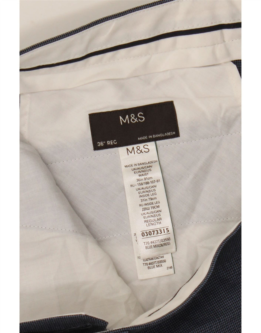 Marks & Spencer Herre Regular Fit Suit Bukser W36 L31 Blue Houndstooth