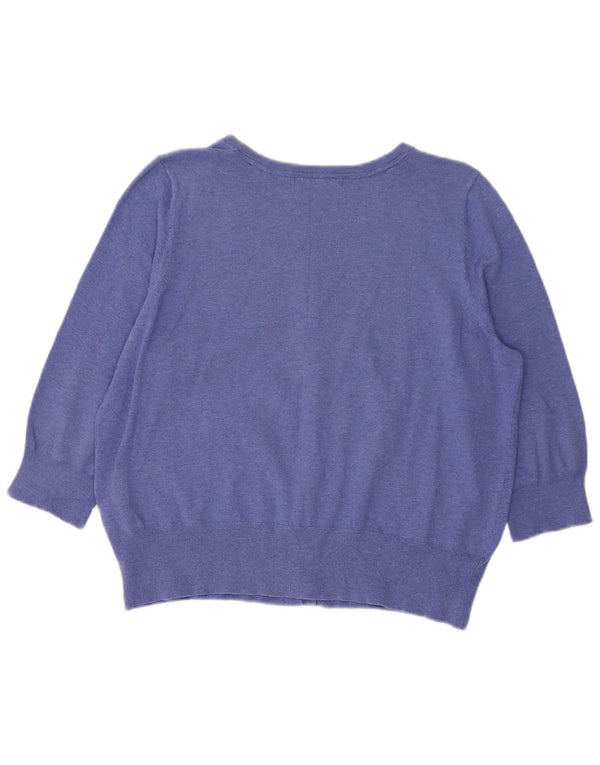 Marks & Spencer Womens Crop 3/4-ærmet cardigantrøje UK 18 XL Blå