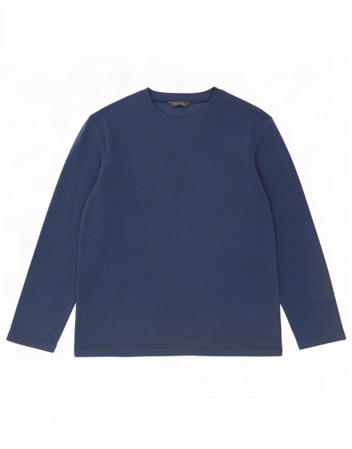 Marks & Spencer Herre Fleece Top Langærmet Medium Blue Polyester