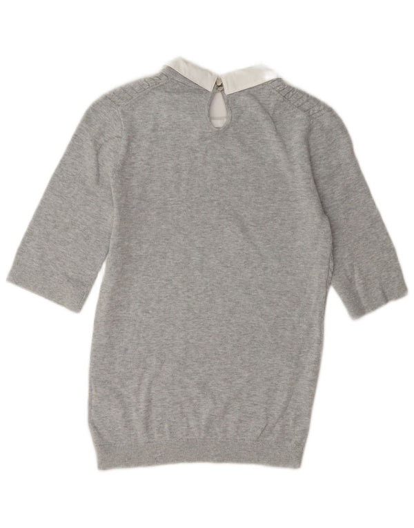 Tommy Hilfiger Dame Polo Neck Jumper Sweater UK 10 Small Grey