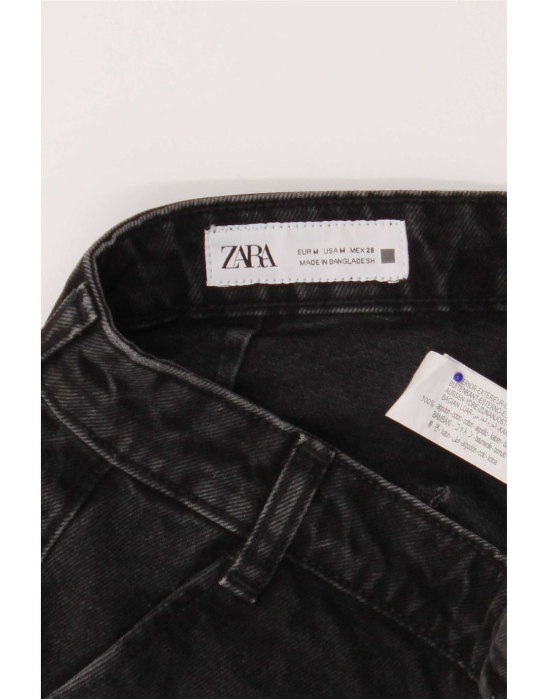 Zara denimshorts med høj talje til kvinder Medium W28 Sort bomuld