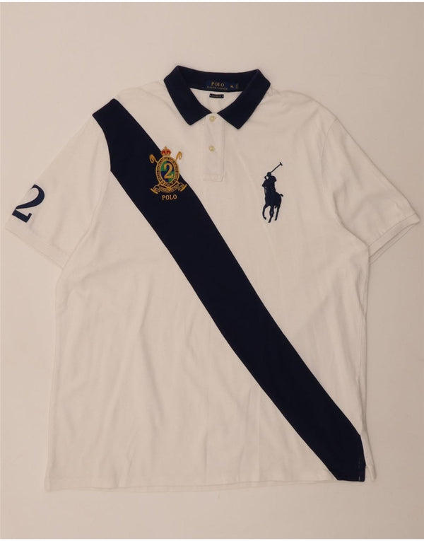 POLO RALPH LAUREN Grafisk Rugby Polo Shirt til mænd XL Hvid Colourblock