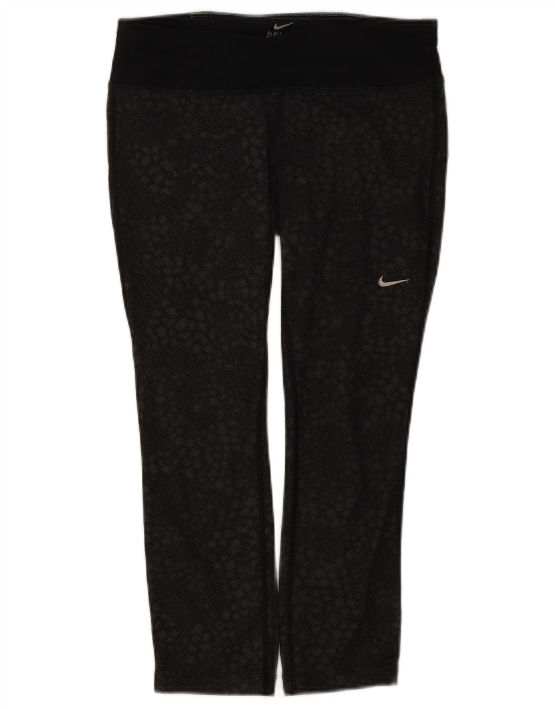 Nike Dame Dri Fit Leggings UK 10 Small Black Geometric