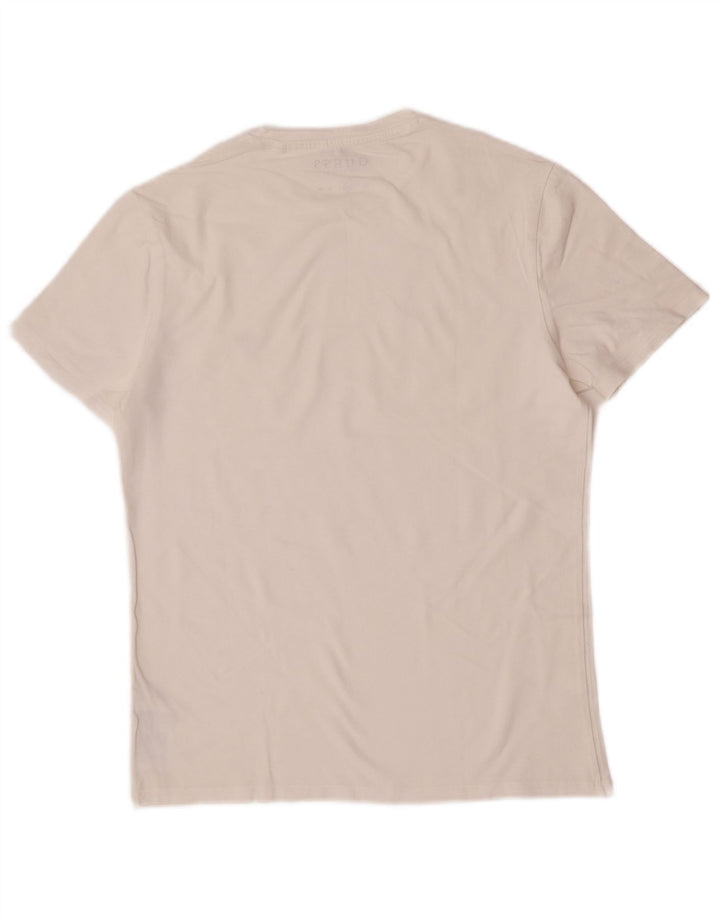 Guess Herre Super Slim Fit T-Shirt Top Medium Hvid Bomuld