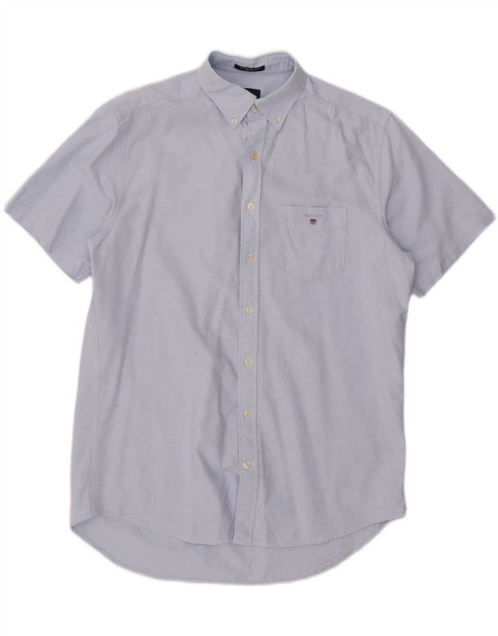 Gant kortærmet herreskjorte med normal pasform størrelse 39 Medium Blue Cotton