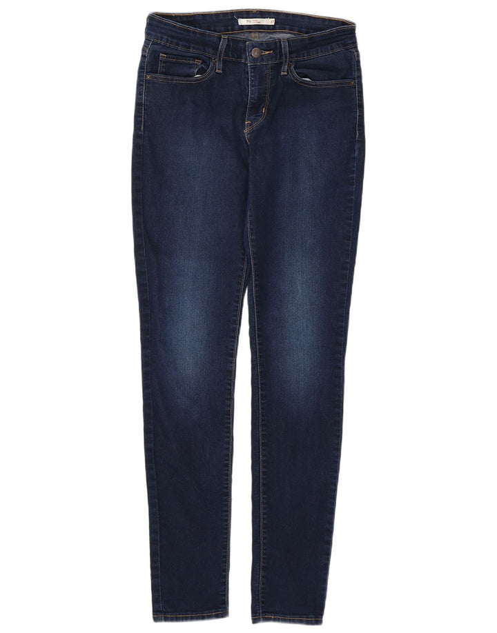 LEVI'S Dame 711 Skinny Jeans W27 L32 Marineblå Bomuld