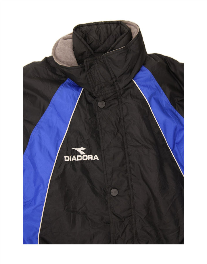 DIADORA Windbreaker Jacket til mænd UK 46 3XL Sort Colourblock Polyamid