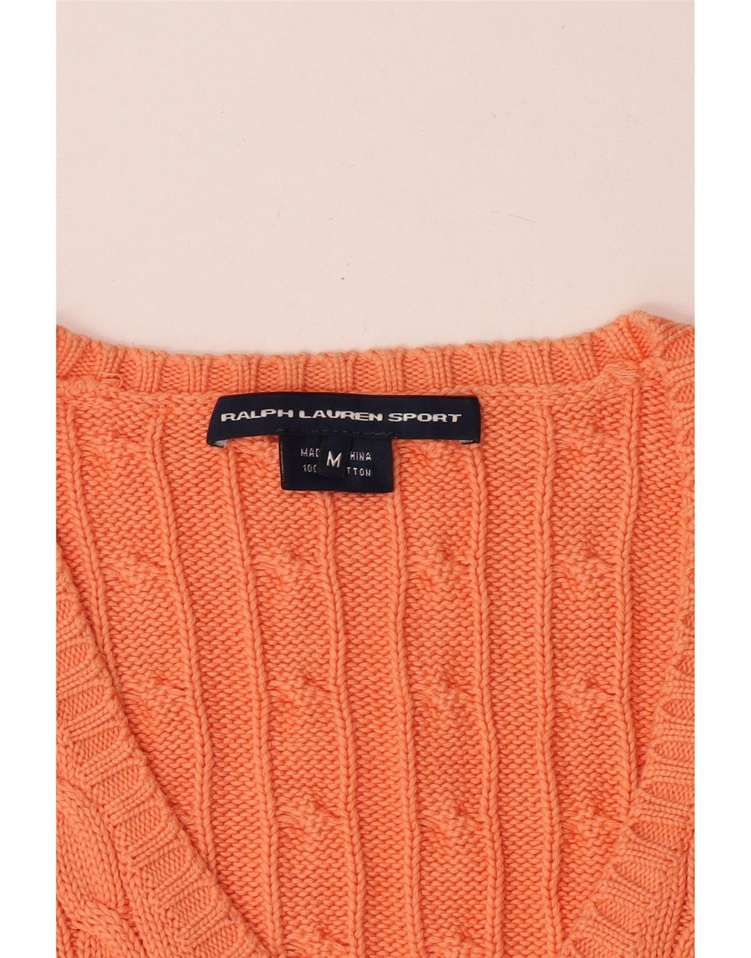 Ralph Lauren Dame V-hals sweater UK 12 Medium Orange