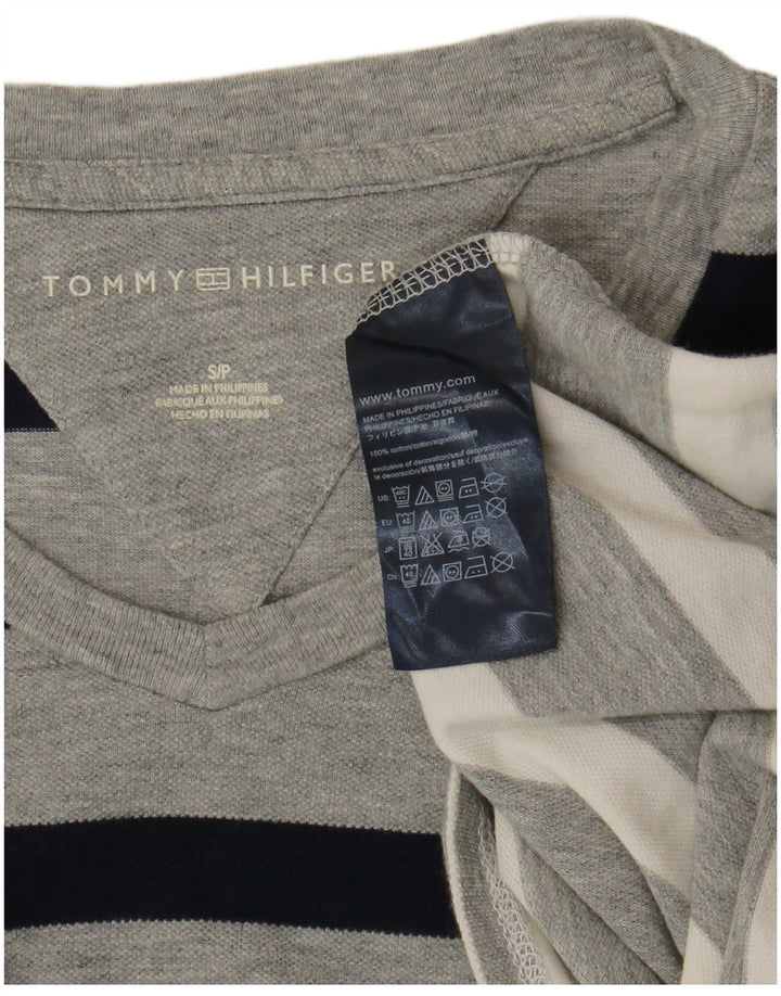 Tommy Hilfiger Herre T-shirt Top Lille grå stribet bomuld