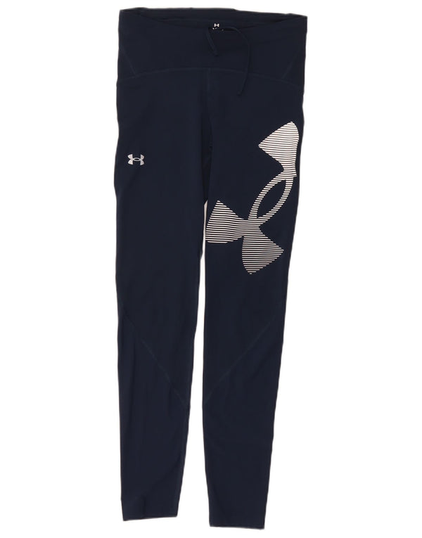 Under Armour Grafiske Leggings til kvinder UK 12 Medium Navy Blue Polyester
