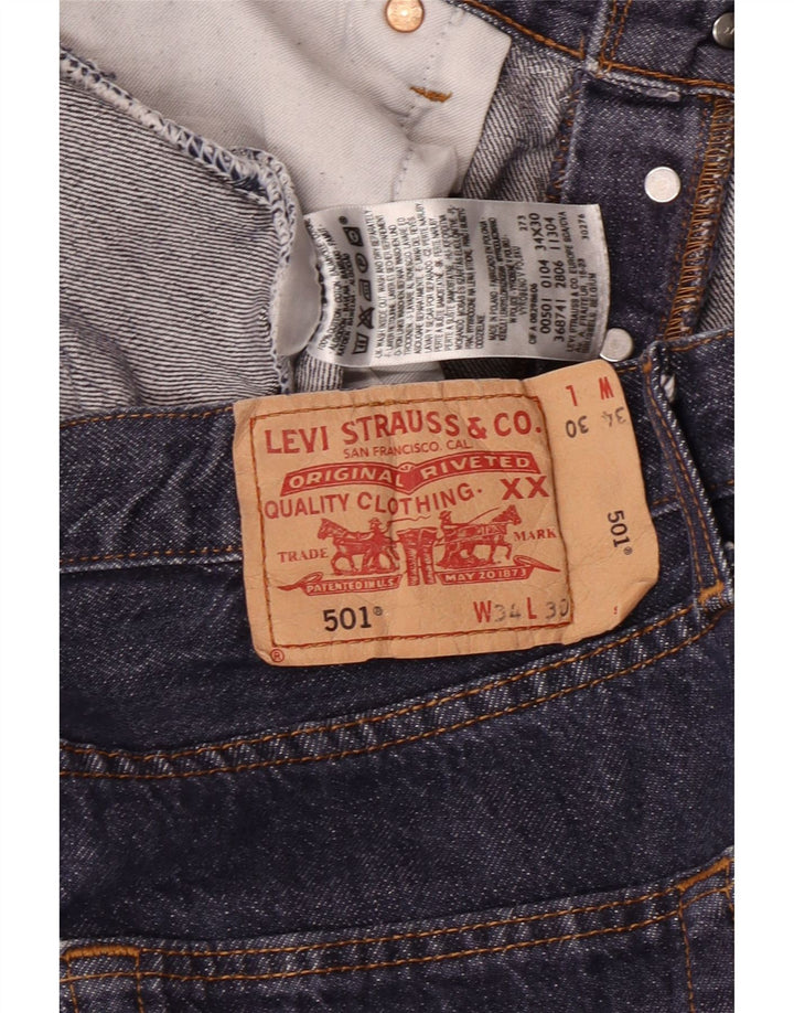LEVI'S Herre 501 Straight Jeans W34 L30 Marineblå Bomuld