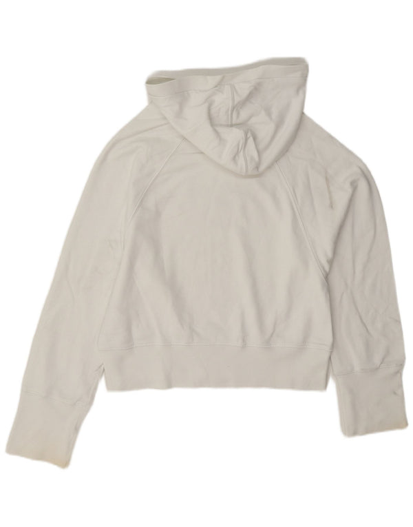Nike Womens Crop Graphic Hoodie Jumper US 12/14 Large White Cotton