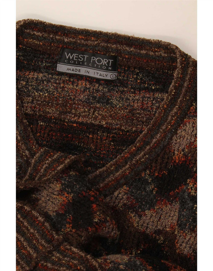 West Port Herre V-hals sweater Stor Brun Geometrisk