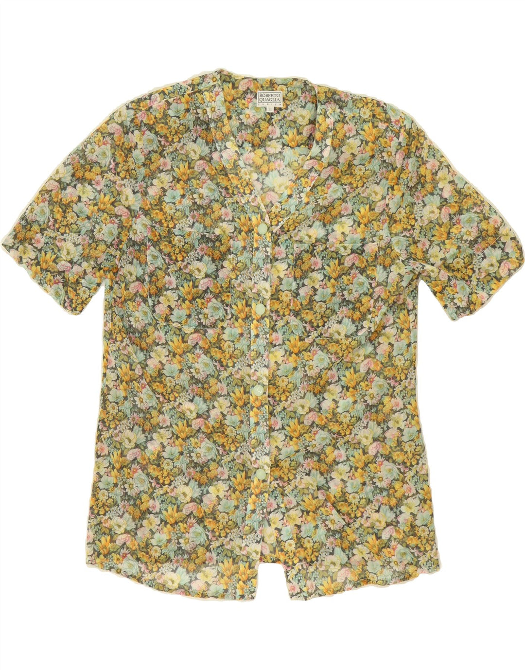 VINTAGE Womens Short Sleeve Shirt Blouse EU 38 Medium Multicoloured Floral Vintage Vintage and Second-Hand Vintage from Messina Hembry 