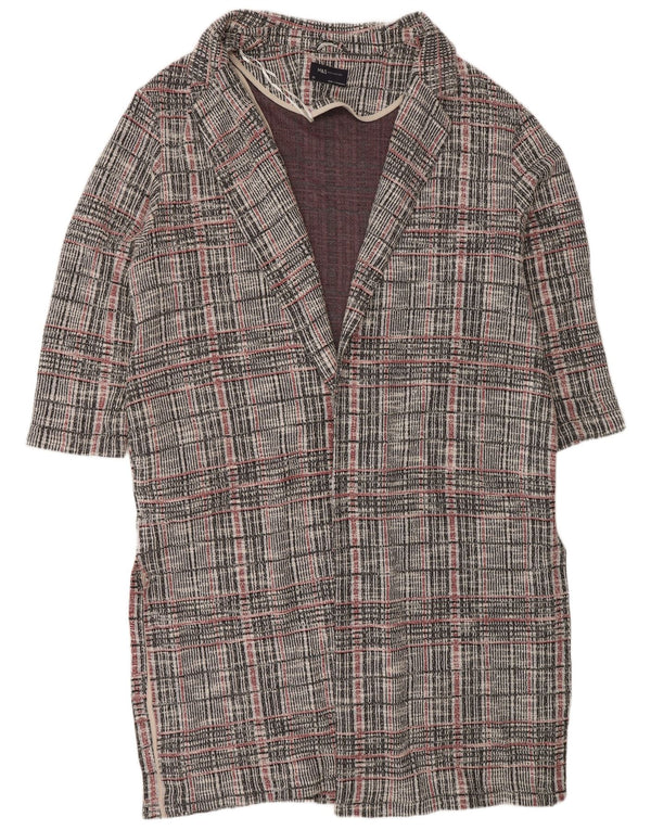 Marks & Spencer Dame Longline Cardigan Sweater UK 22 3XL Grå ternet