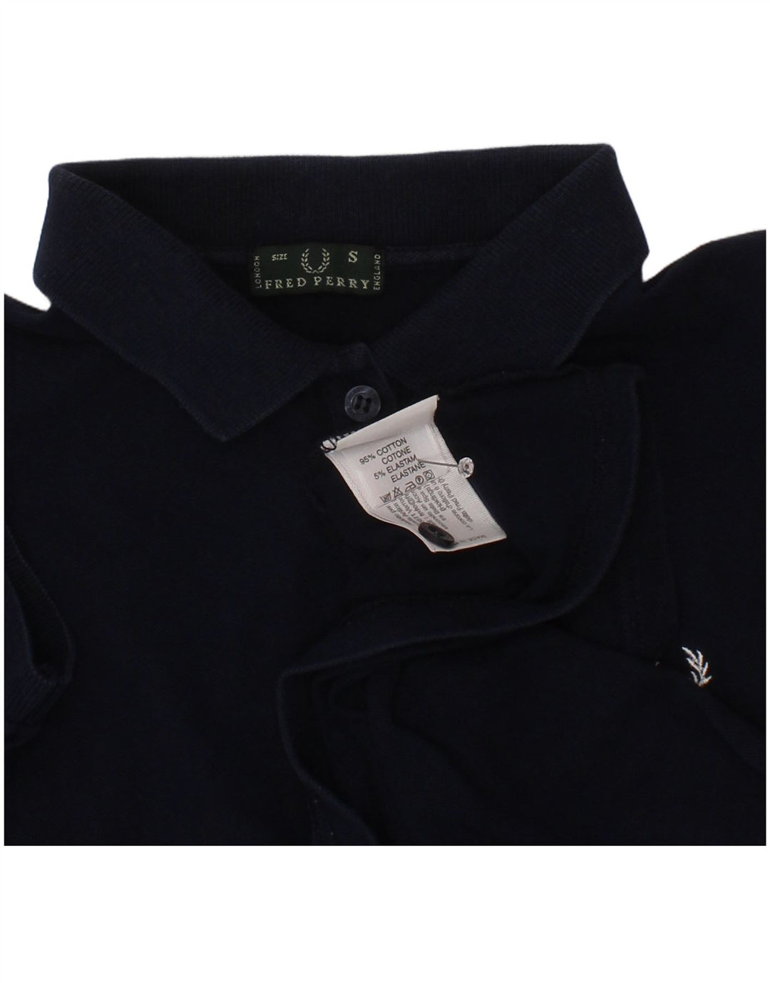 Fred Perry Womens Crop Polo Shirt UK 10 Small Navy Blue Cotton