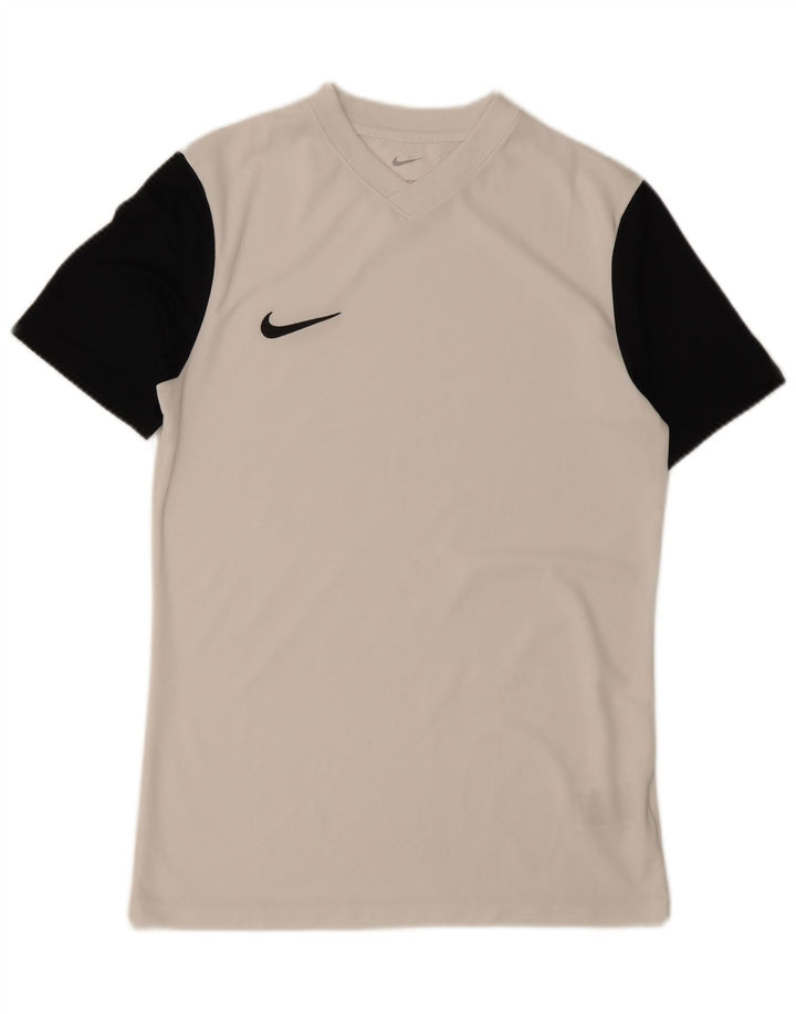Nike Herre Dri Fit Slim T-Shirt Top Medium White Colourblock Polyester