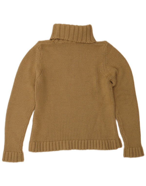 Zara Dame Roll Neck Jumper Sweater UK 14 Stor Brun Akryl