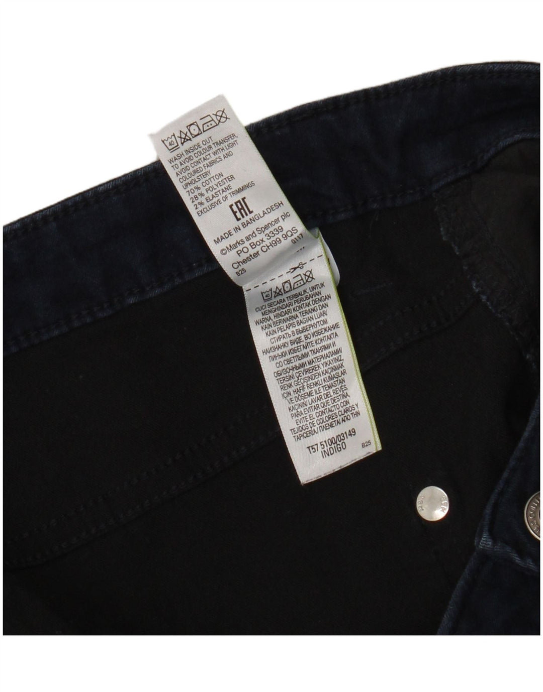 Marks & Spencer Womens Cropped Jeans UK 12 Medium W32 L21 Marineblå Bomuld