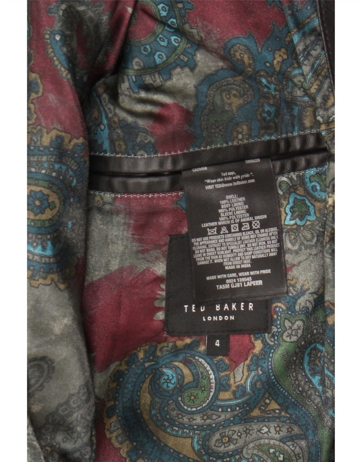 Ted Baker Herre Læderjakke Størrelse 4 Stor Sort Læder