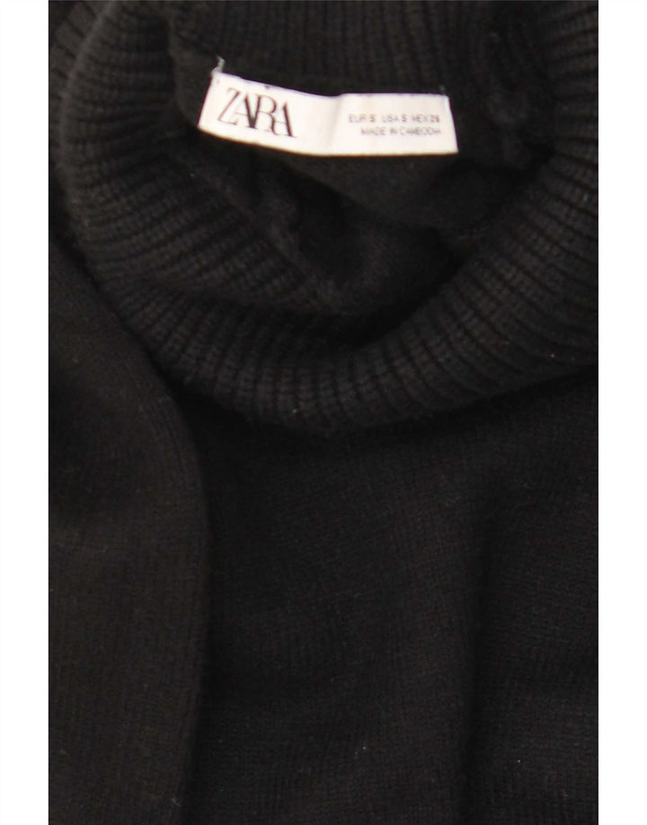 Zara Womens Longline Oversized Roll Neck Jumper Sweater UK 10 Small Black