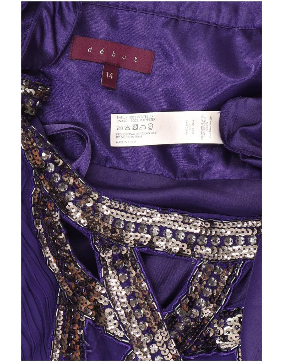 Debut ærmeløs maxikjole til kvinder UK 14 Medium Lilla Polyester