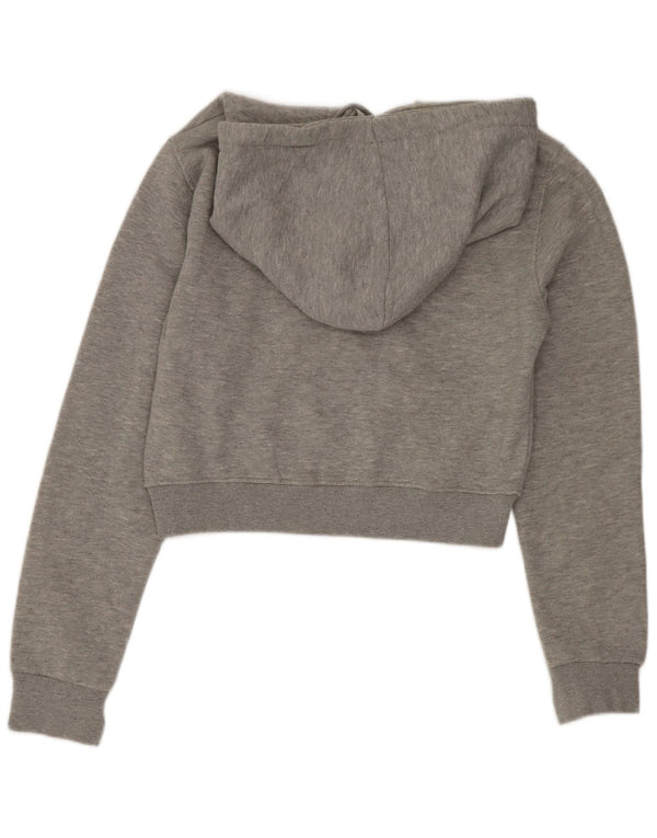 Ellesse Womens Graphic Crop Hoodie Jumper UK 6 XS Grå Polyester