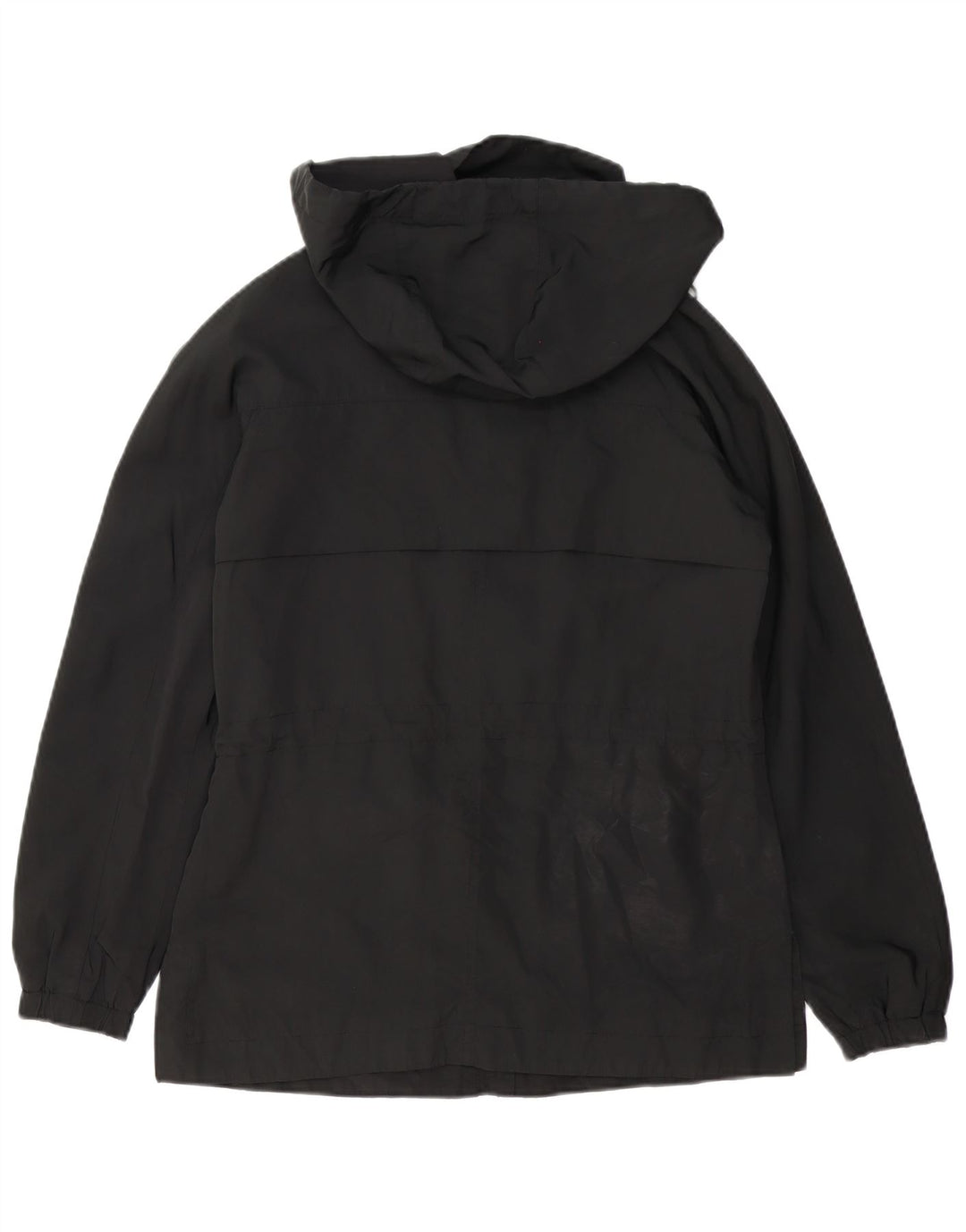 Zara Dame Hætte Oversized Windbreaker Jacket UK 6 XS Sort Polyester