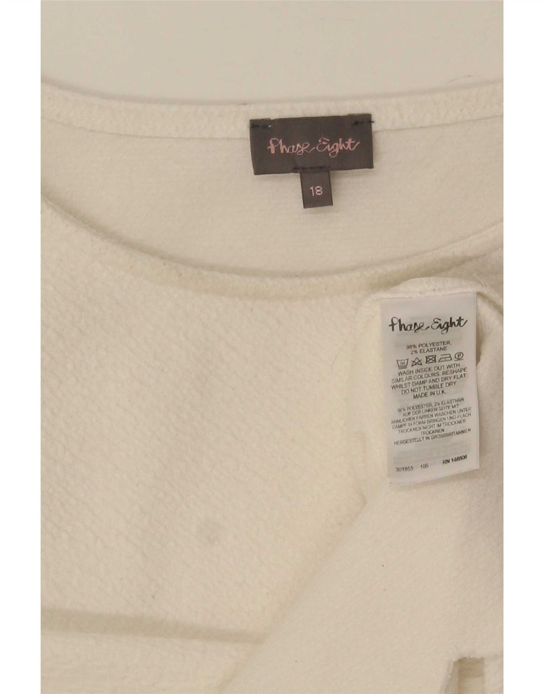 Phase Eight Damebluse Top UK 18 XL Off White Polyester