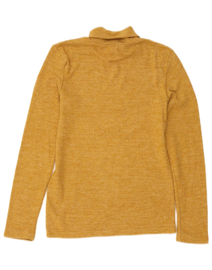 Zara Dame Roll Neck Top Langærmet UK 12 Medium Gul Flecked Viscose
