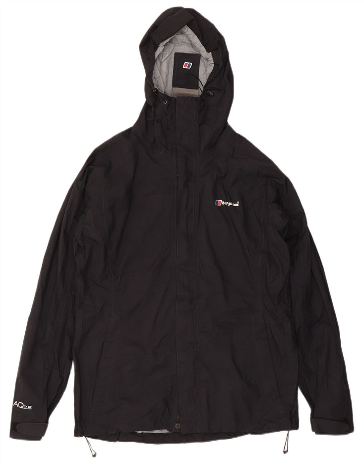 Berghaus Regnjakke med hætte til kvinder UK 16 Stor sort nylon