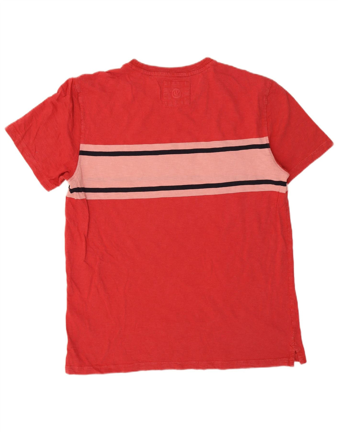 Fat Face Herre T-Shirt Top Stor Rød Colourblock Bomuld