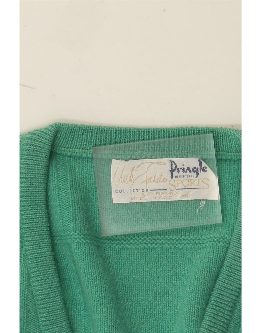 Pringle Herre V-hals sweater Stor turkis stribet uld