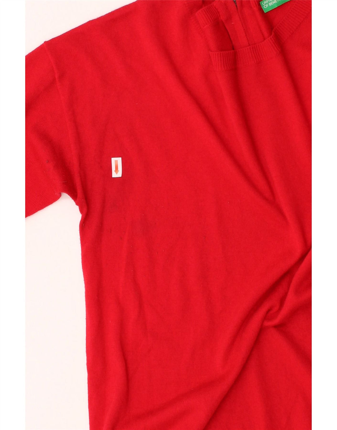 BENETTON Womens Boat Neck Jumper Sweater UK 14 Large Red Vintage Benetton and Second-Hand Benetton from Messina Hembry 