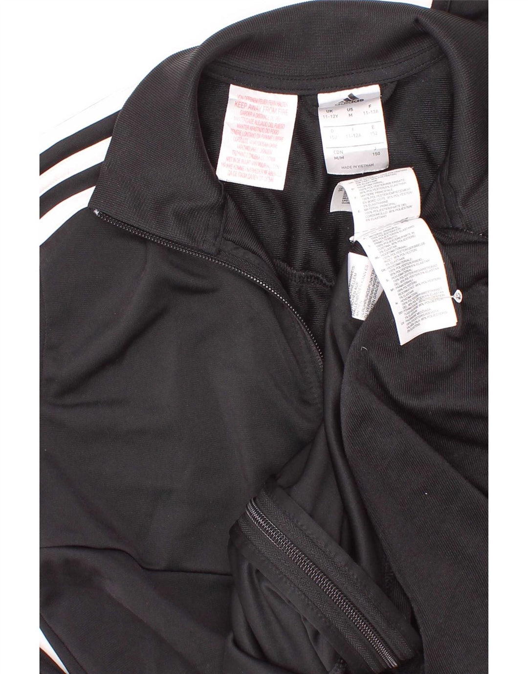 Adidas Drenge Træningsdragt Topjakke 11-12 År Sort Polyester