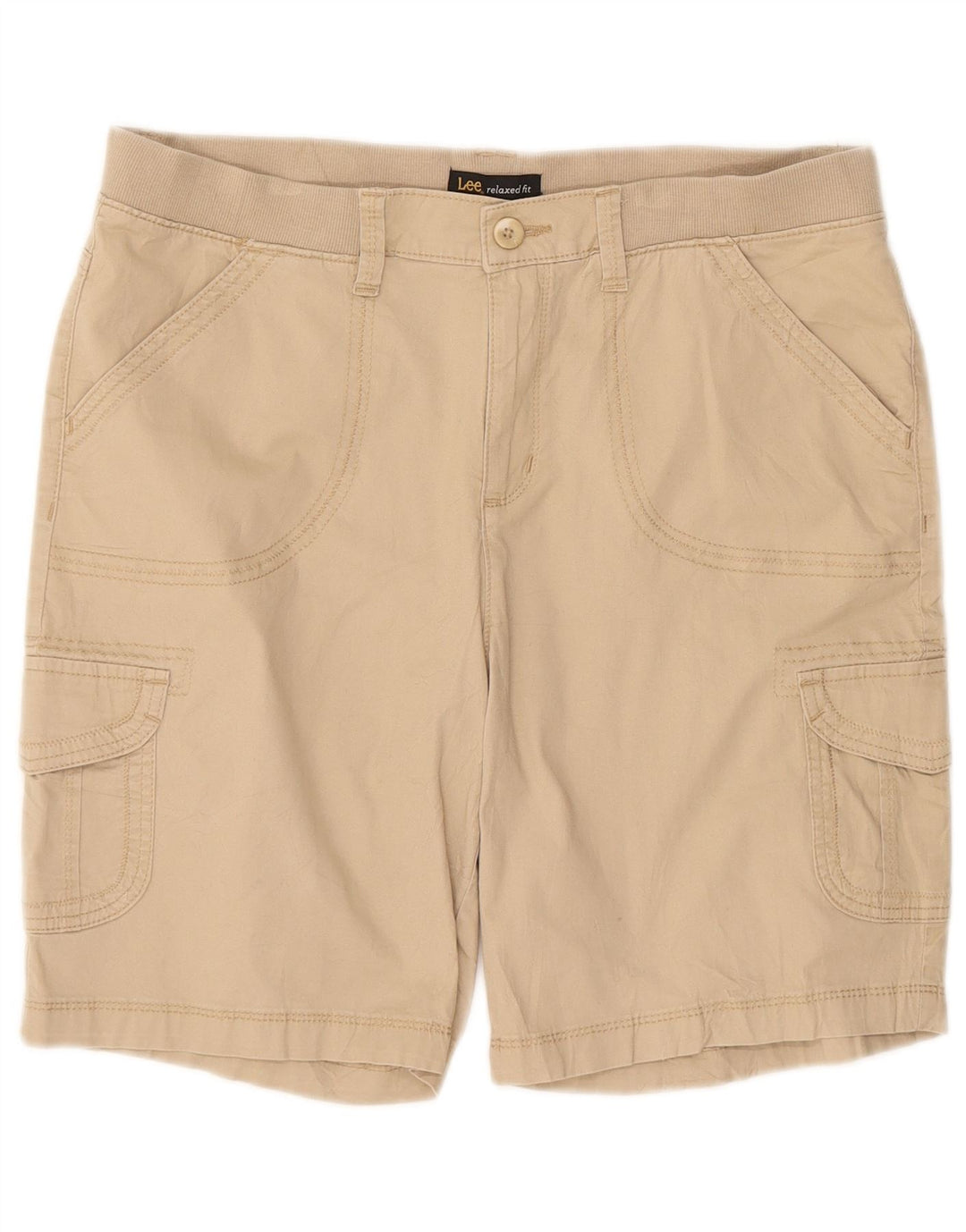LEE Womens Relaxed Fit Cargo Shorts US 14 Large W30  Beige Cotton