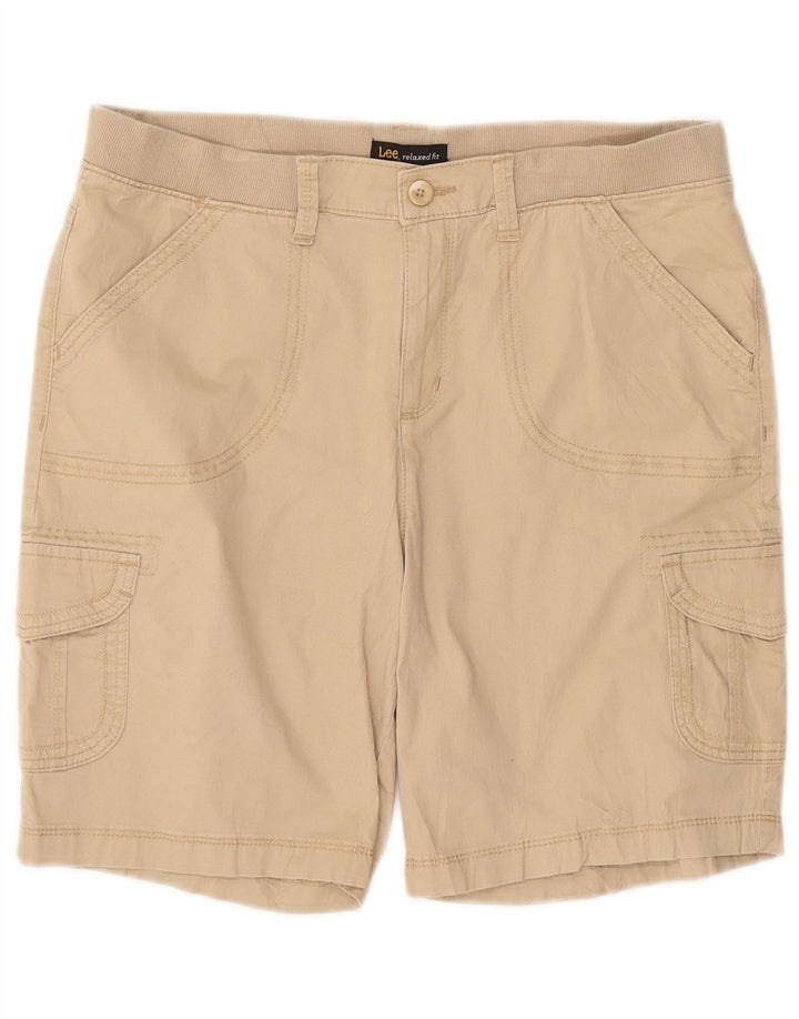 LEE Womens Relaxed Fit Cargo Shorts US 14 Large W30  Beige Cotton