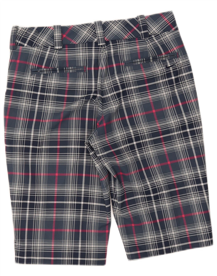 Nike Dame Dri Fit Chino Shorts UK 8 Small W28 Blue Check Polyester